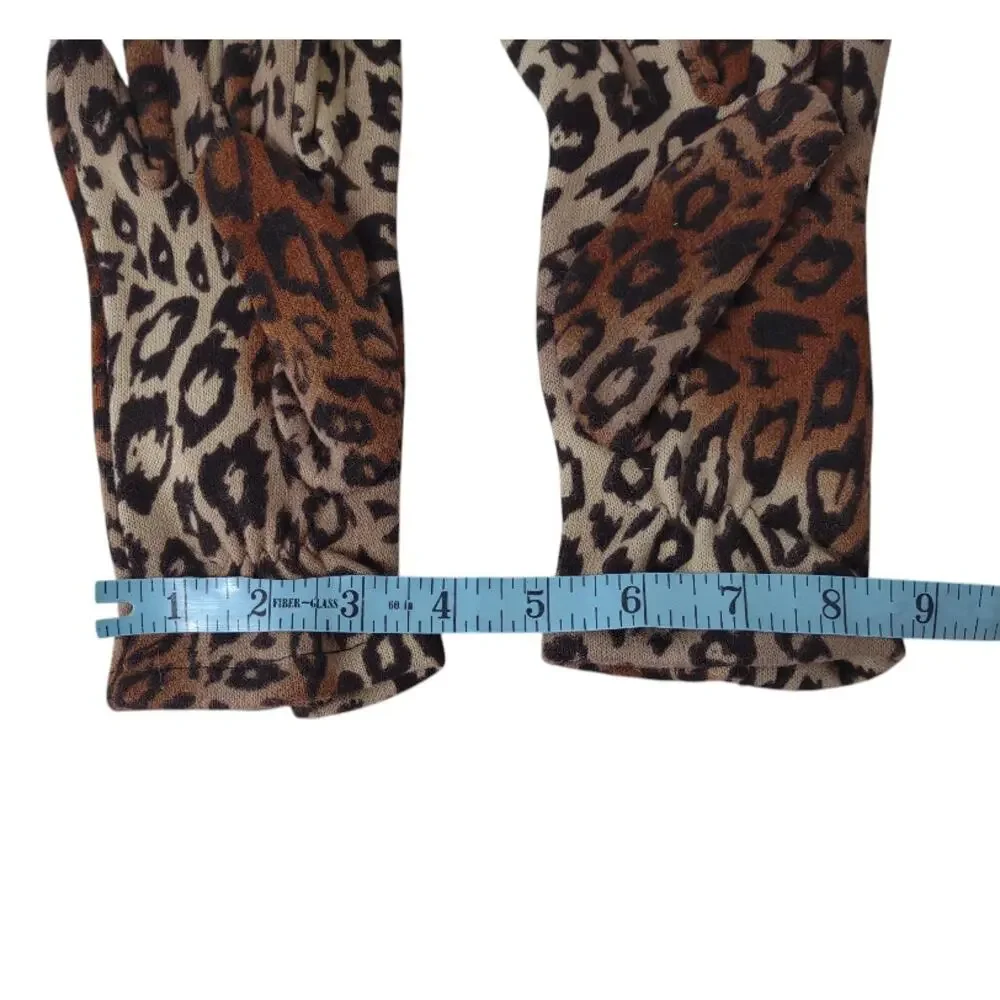 Animal Print Gloves Touch Screen Tech Fingers Size L Cheetah Print Unisex Zipper